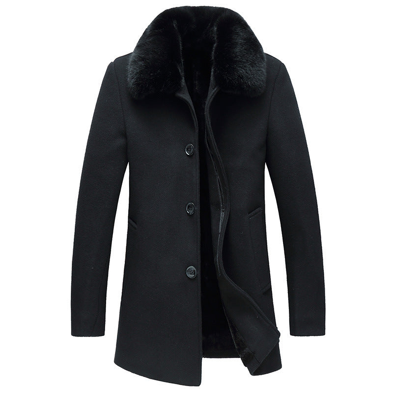 Men’s Tailored Wool Coat Mid Length Single Breasted-Villaayr