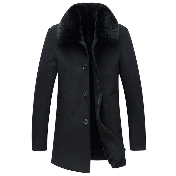 Men’s Tailored Wool Coat Mid Length Single Breasted-Villaayr