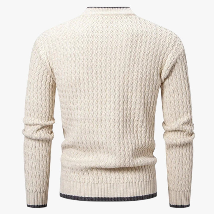 Men’s Textured Knit Sweater with Crew Neck and Long Sleeve-Villaayr