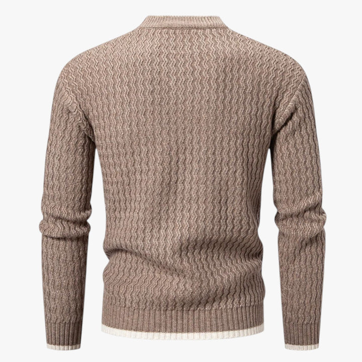 Men’s Textured Knit Sweater with Crew Neck and Long Sleeve-Villaayr