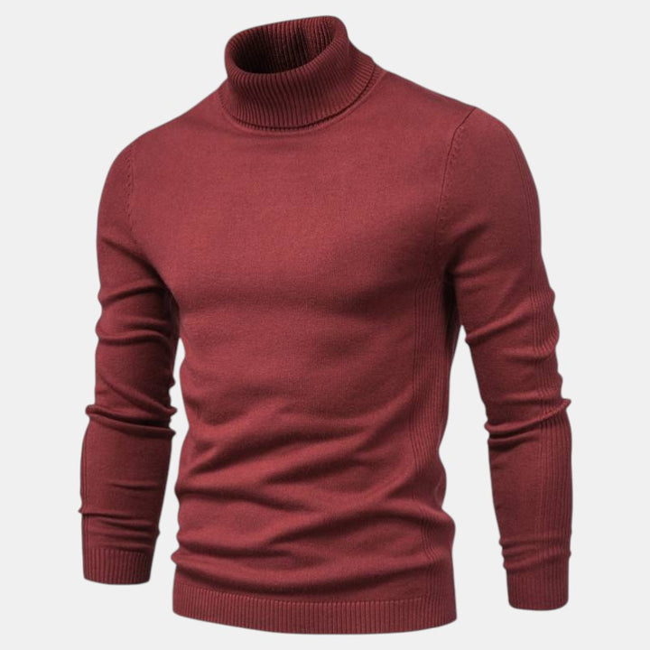 Men’s Turtleneck Knit Sweater with Long Sleeves-Villaayr