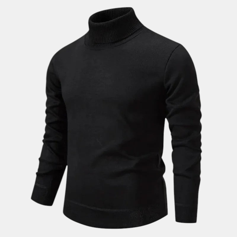 Men’s Turtleneck Knit Sweater with Long Sleeves-Villaayr