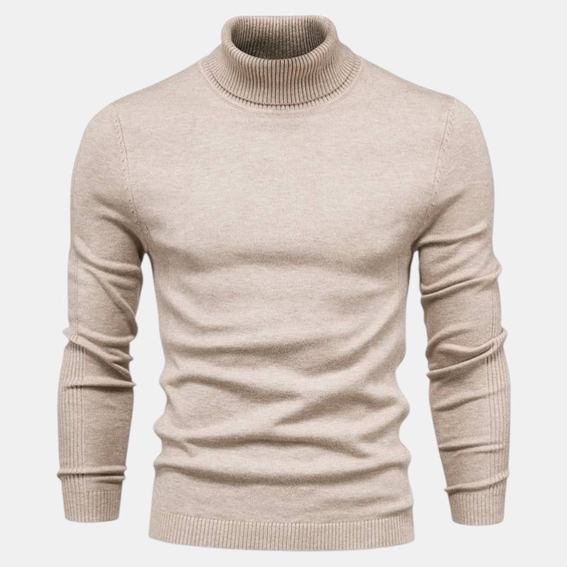 Men’s Turtleneck Knit Sweater with Long Sleeves-Villaayr