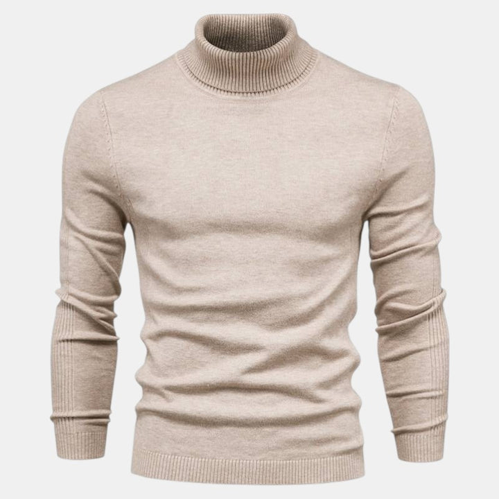 Men’s Turtleneck Knit Sweater with Long Sleeves-Villaayr