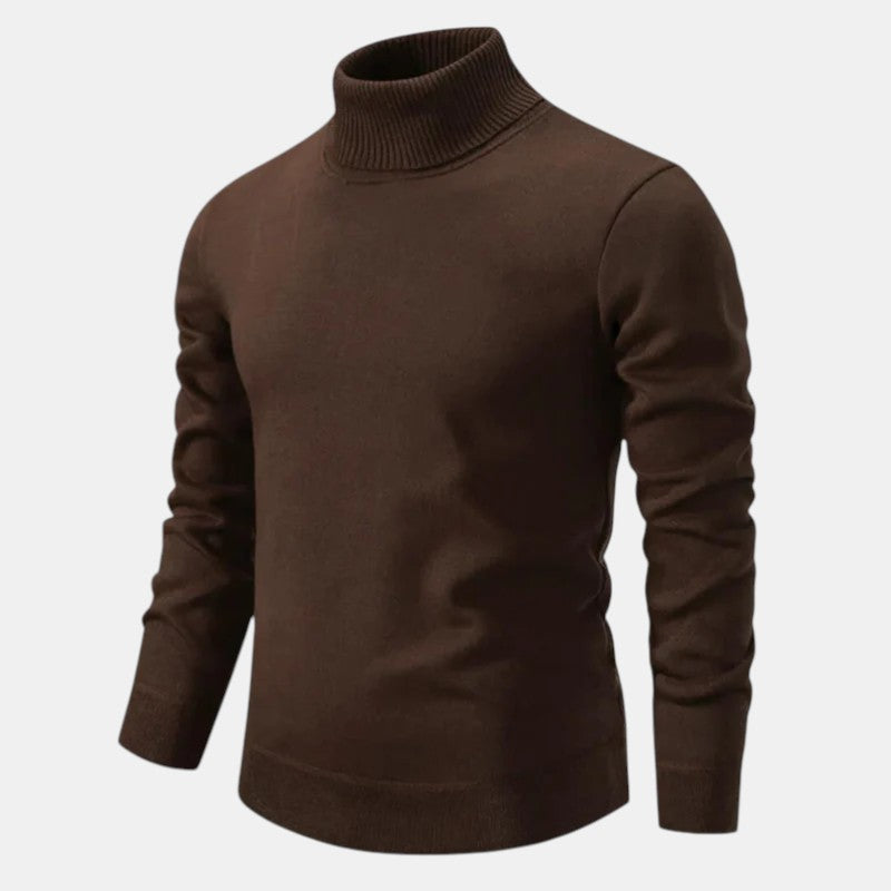 Men’s Turtleneck Knit Sweater with Long Sleeves-Villaayr