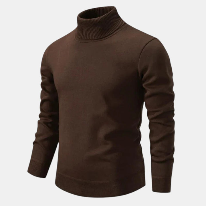 Men’s Turtleneck Knit Sweater with Long Sleeves-Villaayr