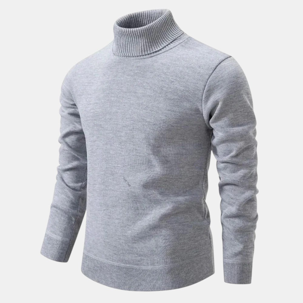 Men’s Turtleneck Knit Sweater with Long Sleeves-Villaayr
