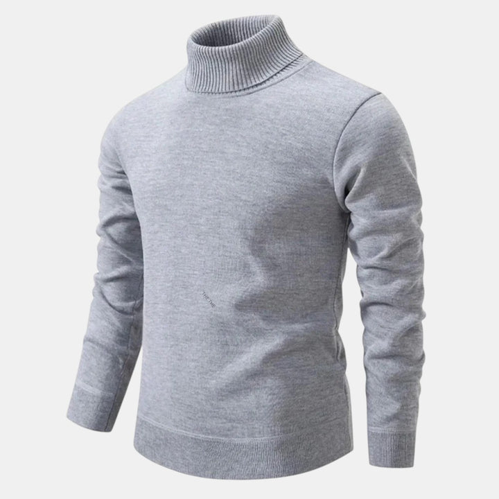 Men’s Turtleneck Knit Sweater with Long Sleeves-Villaayr