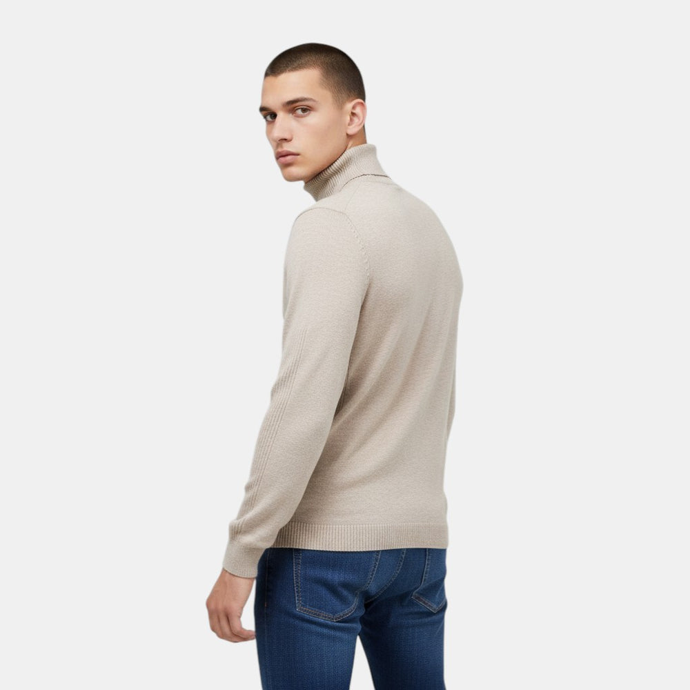 Men’s Turtleneck Knit Sweater with Long Sleeves-Villaayr
