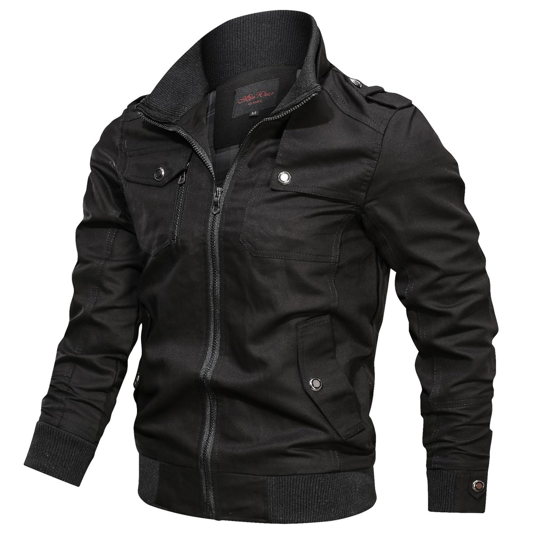 Men’s Utility Jacket with Zip Closure and Multiple Pockets-Villaayr