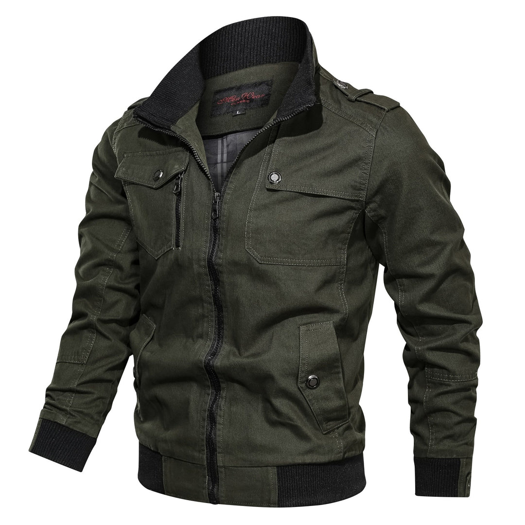 Men’s Utility Jacket with Zip Closure and Multiple Pockets-Villaayr