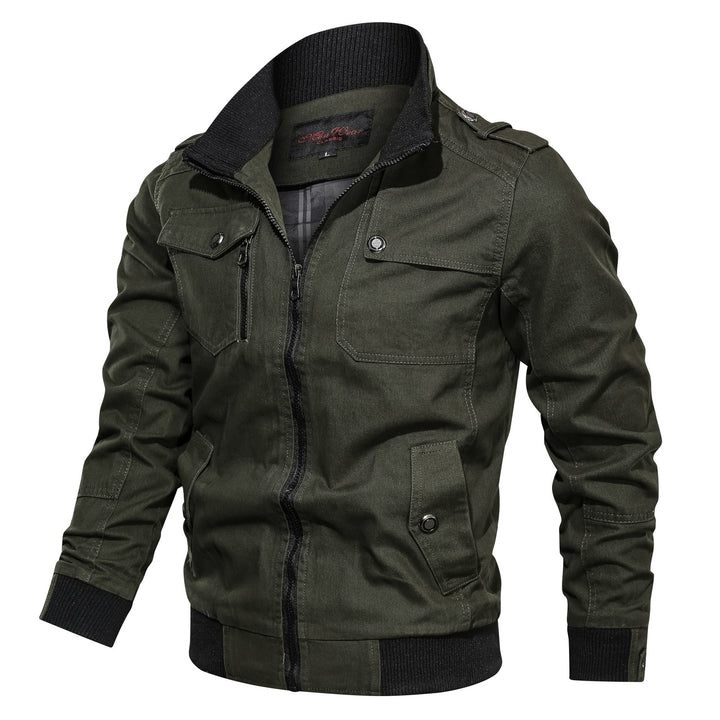 Men’s Utility Jacket with Zip Closure and Multiple Pockets-Villaayr