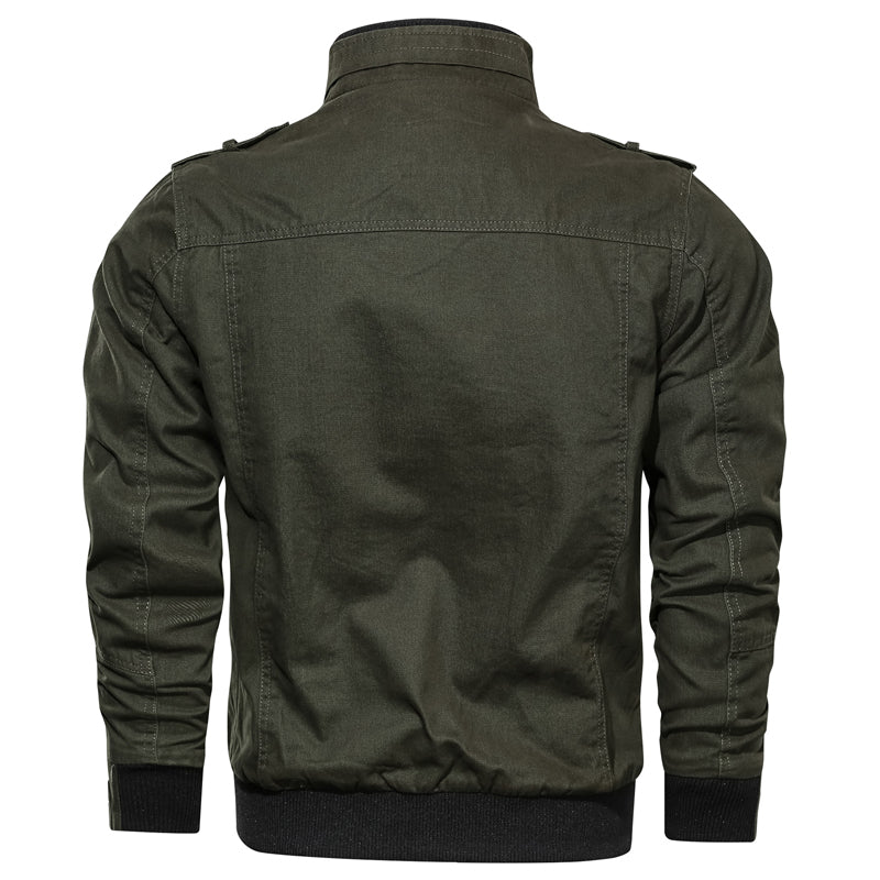 Men’s Utility Jacket with Zip Closure and Multiple Pockets-Villaayr