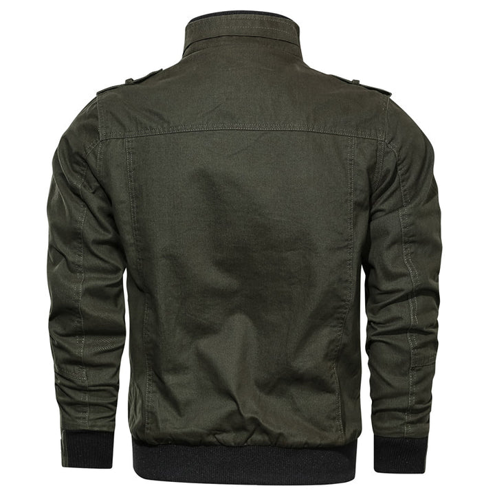 Men’s Utility Jacket with Zip Closure and Multiple Pockets-Villaayr