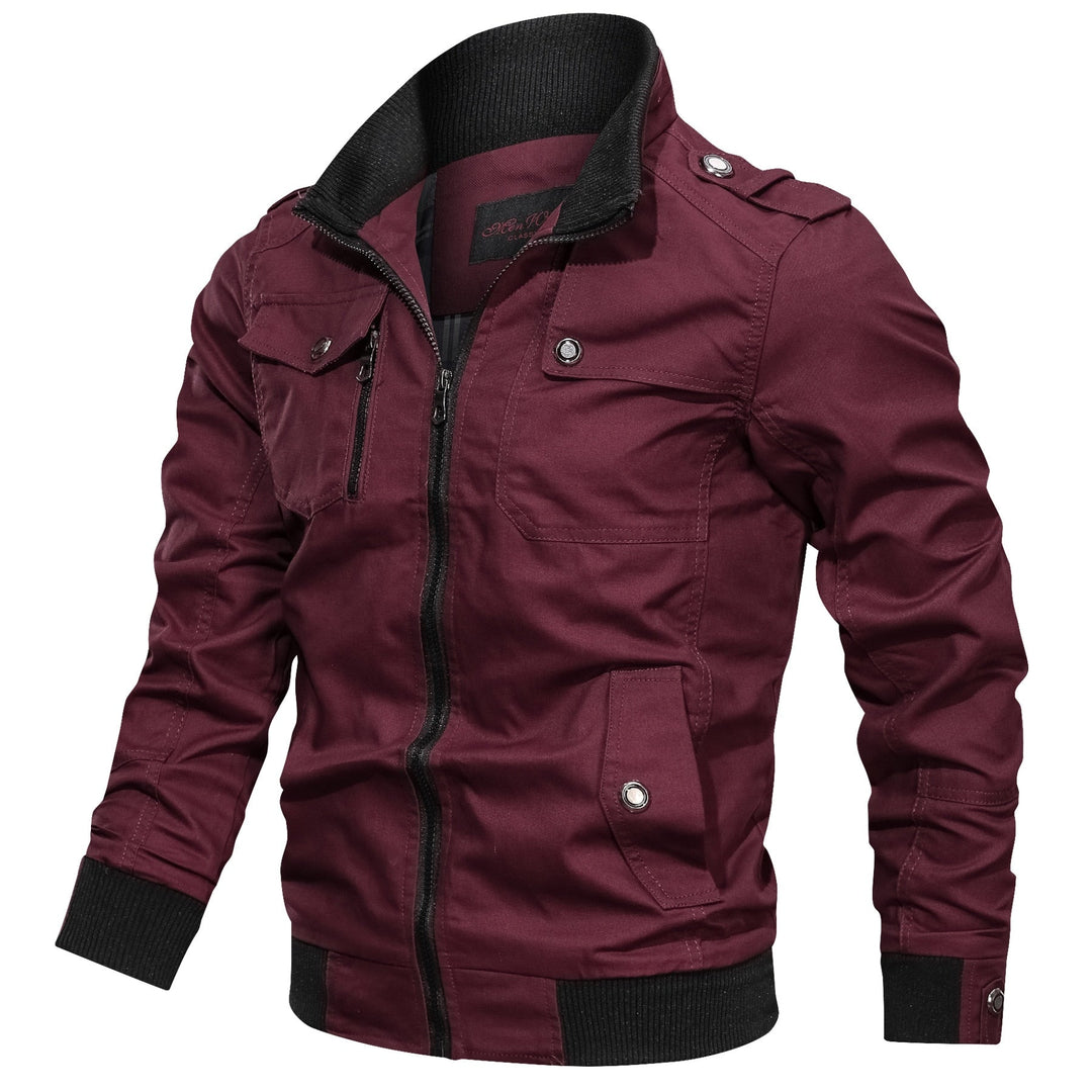 Men’s Utility Jacket with Zip Closure and Multiple Pockets-Villaayr