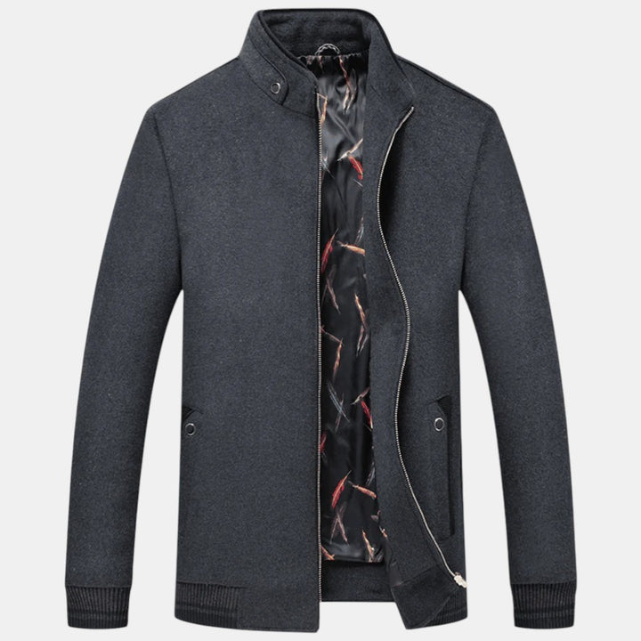 Men’s Zip Up Jacket with Stand Collar-Villaayr