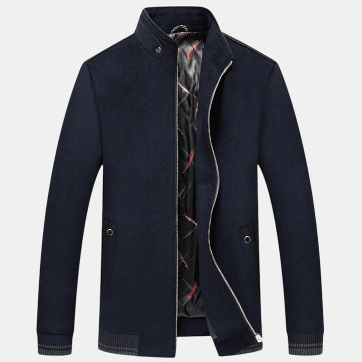 Men’s Zip Up Jacket with Stand Collar-Villaayr