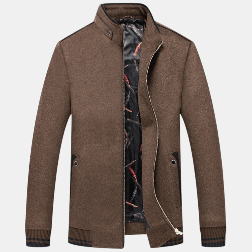 Men’s Zip Up Jacket with Stand Collar-Villaayr