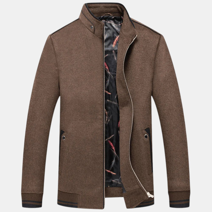 Men’s Zip Up Jacket with Stand Collar-Villaayr