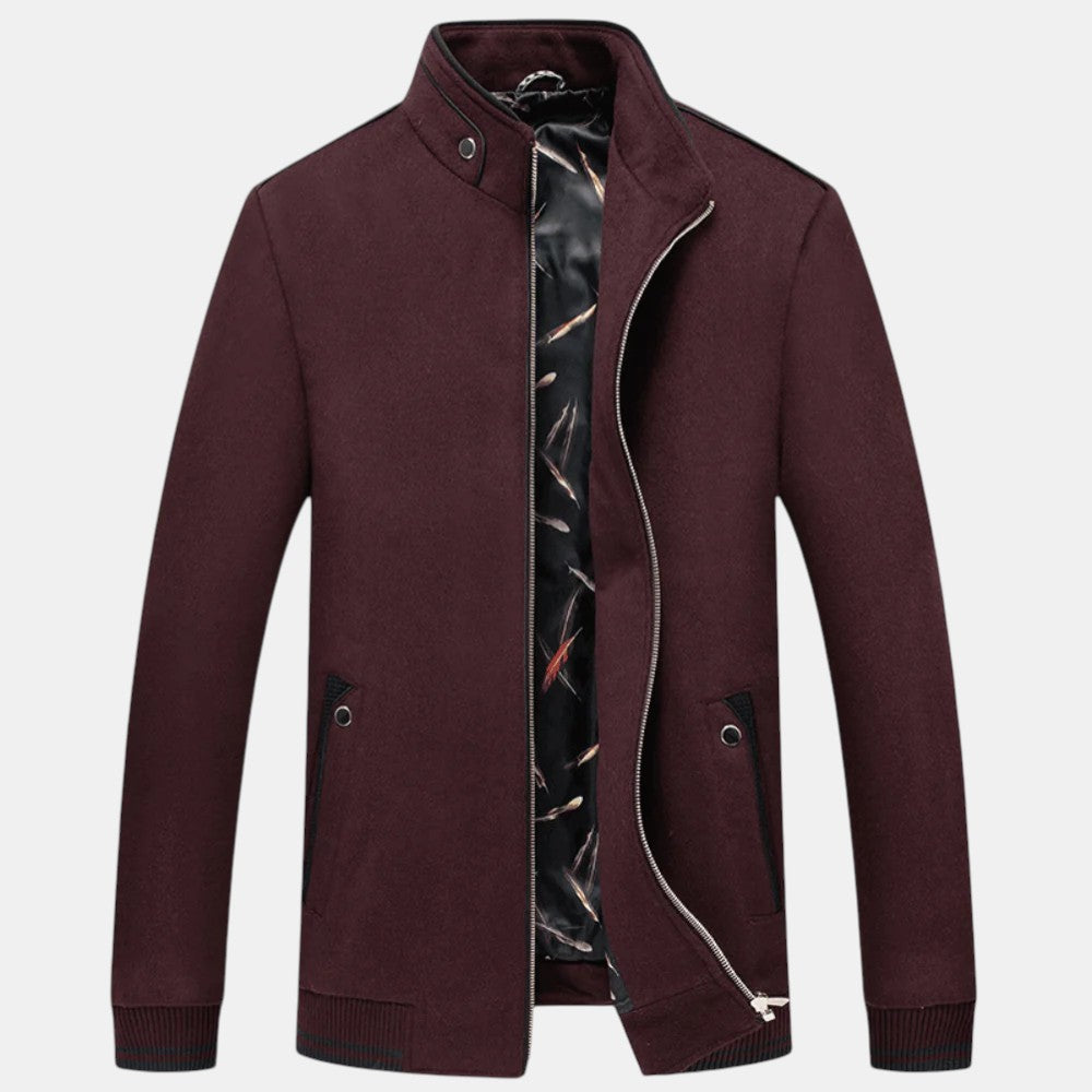 Men’s Zip Up Jacket with Stand Collar-Villaayr