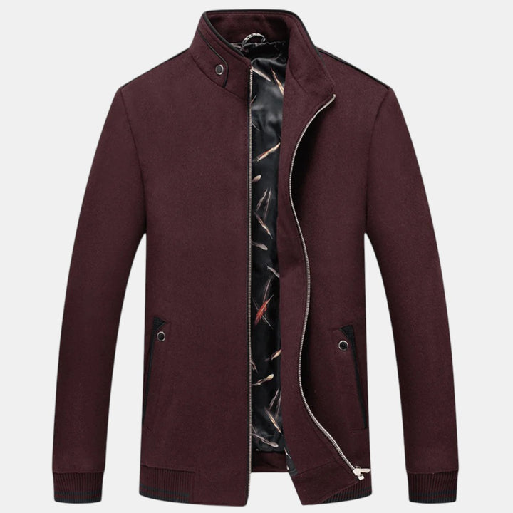Men’s Zip Up Jacket with Stand Collar-Villaayr