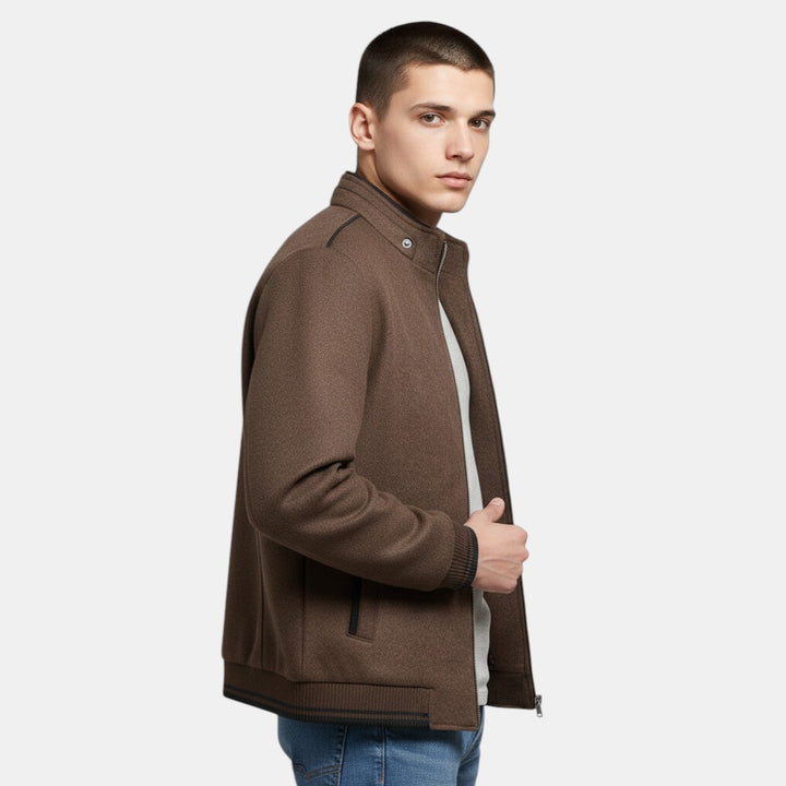 Men’s Zip Up Jacket with Stand Collar-Villaayr