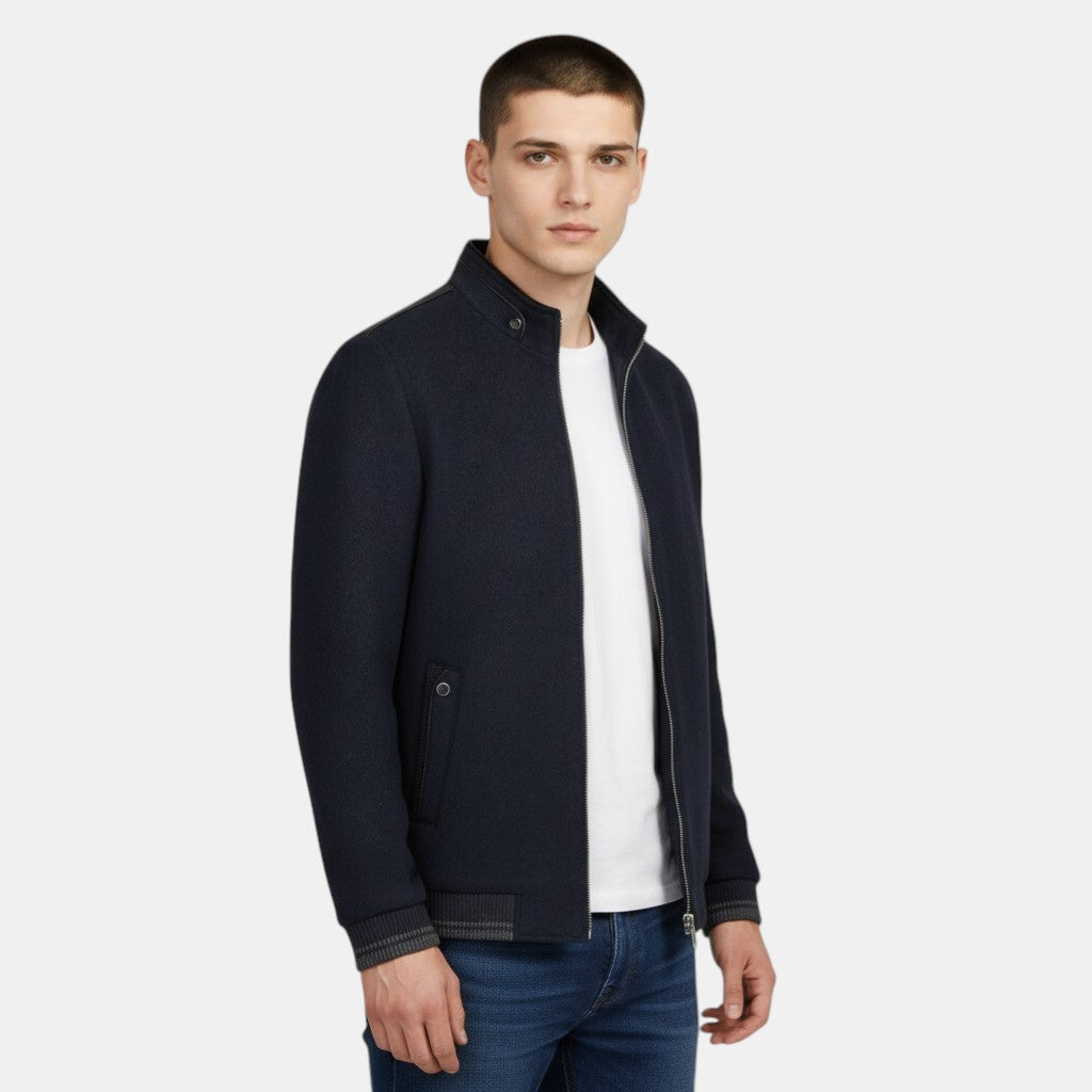 Men’s Zip Up Jacket with Stand Collar-Villaayr