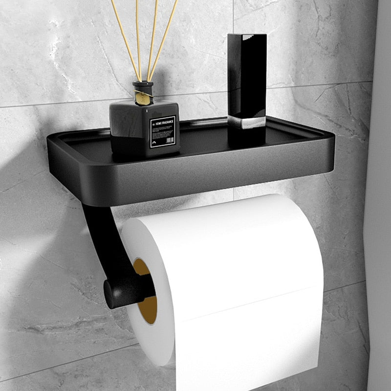 Toilet Roll Holder with Storage Shelf-villaayr.com