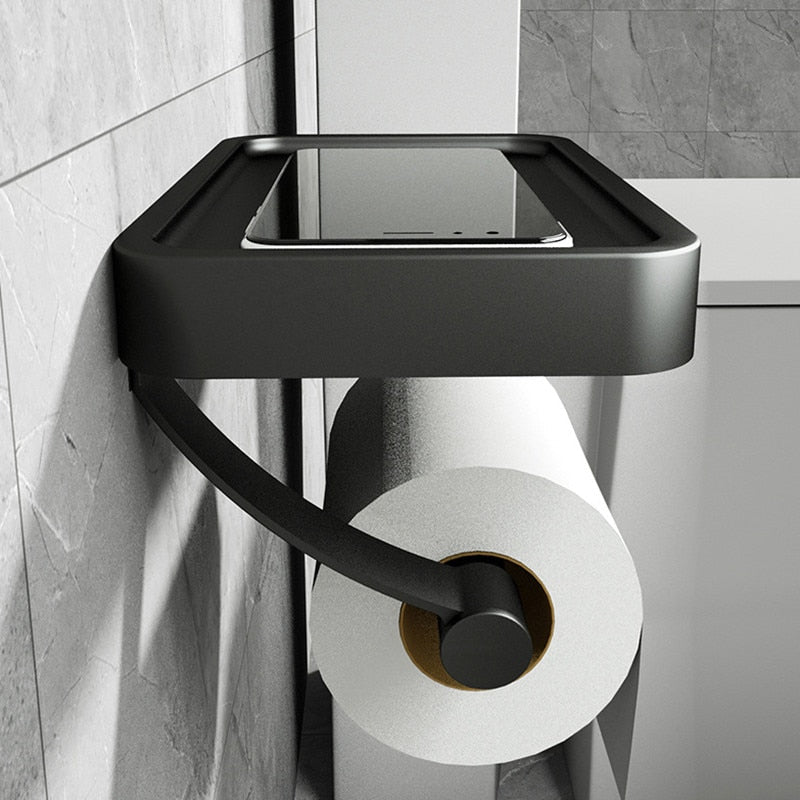 Toilet Roll Holder with Storage Shelf-villaayr.com