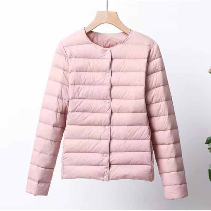 Women’s Cropped Lightweight Down Jacket with Snap Button-Villaayr