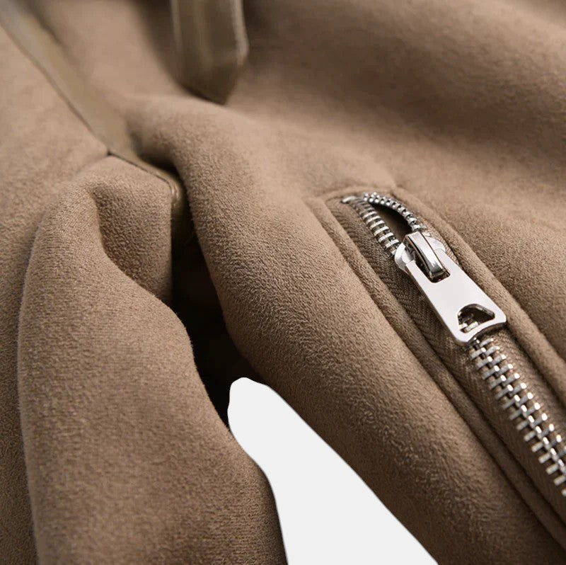 Women’s Faux Shearling Aviator Jacket with Asymmetrical Zip-Villaayr