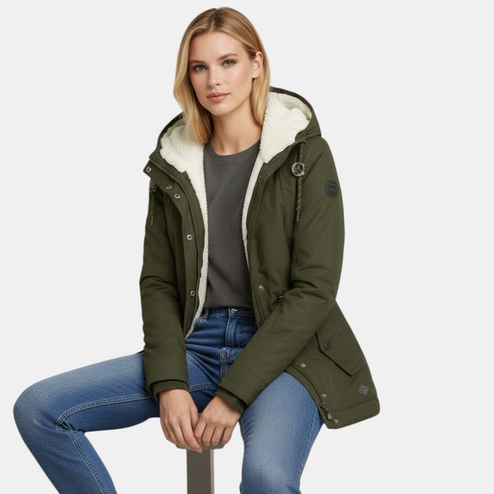 Women’s Hooded Insulated Jacket with Front Zip-Villaayr