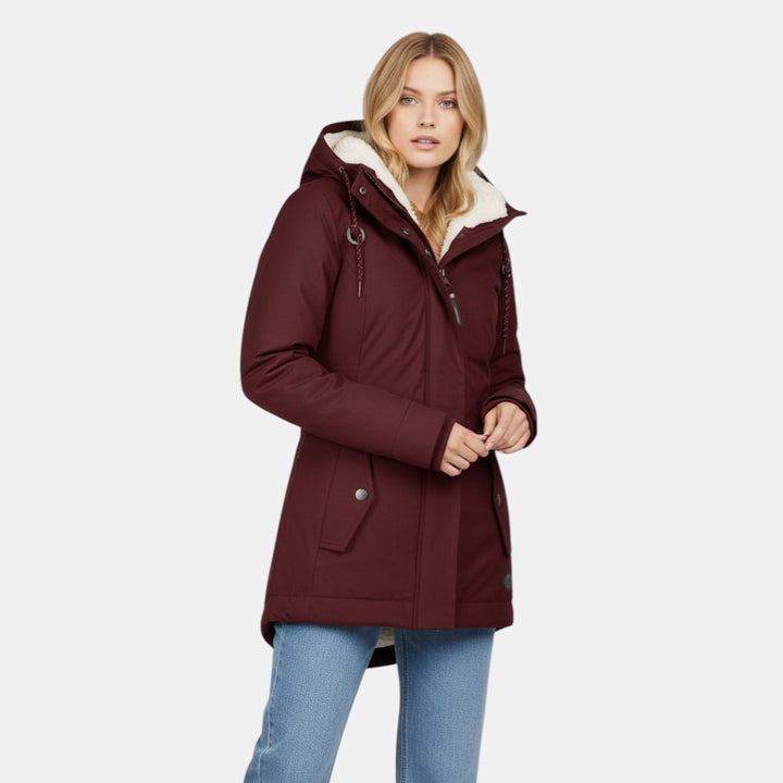 Women’s Hooded Insulated Jacket with Front Zip-Villaayr