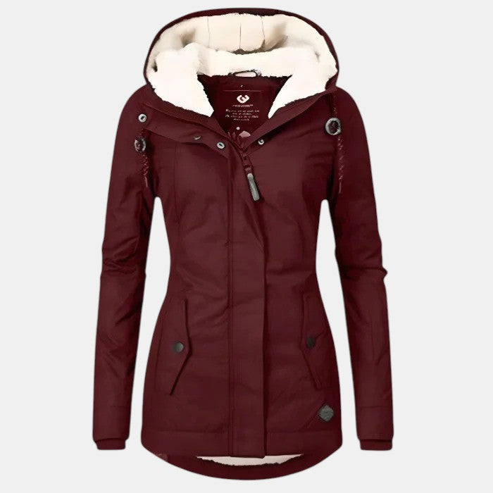 Women’s Hooded Insulated Jacket with Front Zip-Villaayr