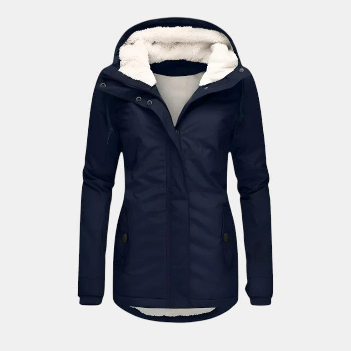 Women’s Hooded Insulated Jacket with Front Zip-Villaayr
