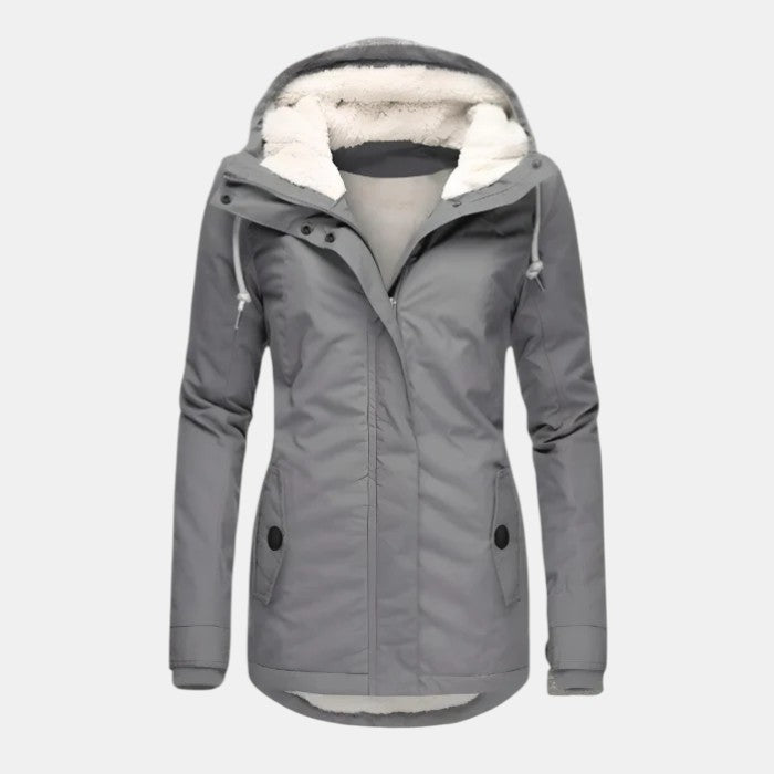 Women’s Hooded Insulated Jacket with Front Zip-Villaayr