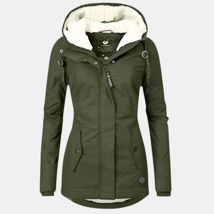 Women’s Hooded Insulated Jacket with Front Zip-Villaayr