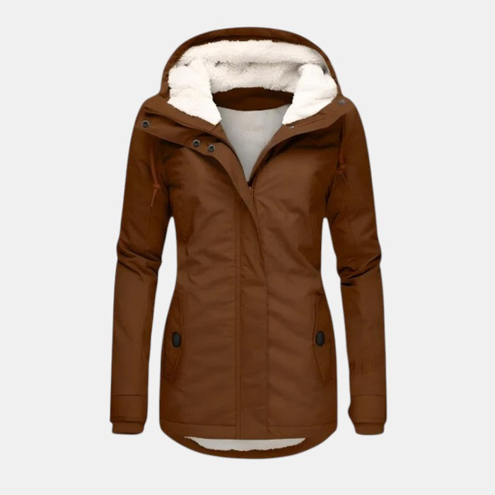 Women’s Hooded Insulated Jacket with Front Zip-Villaayr