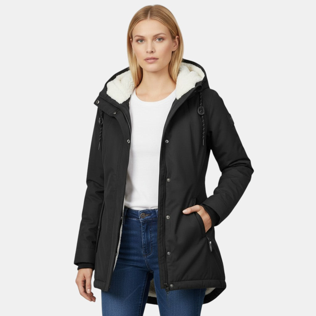 Women’s Hooded Insulated Jacket with Front Zip-Villaayr