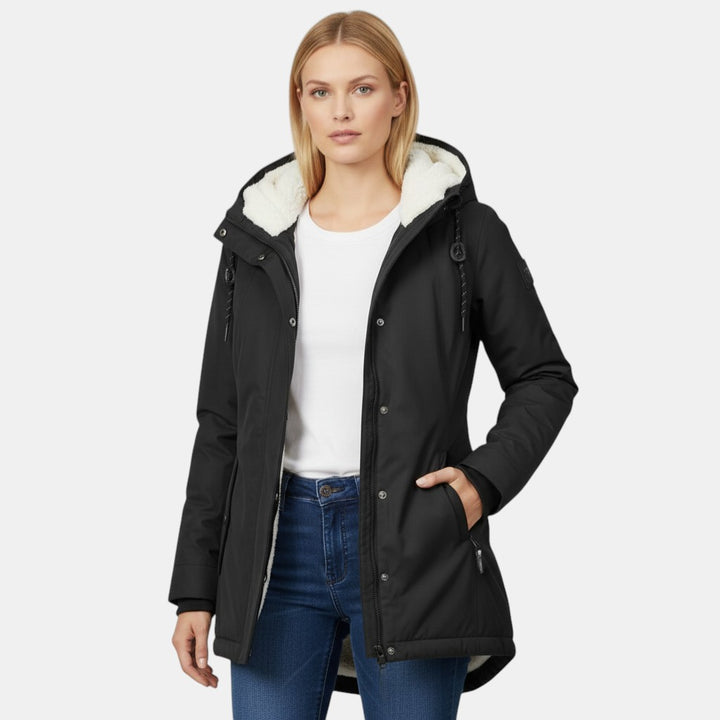 Women’s Hooded Insulated Jacket with Front Zip-Villaayr
