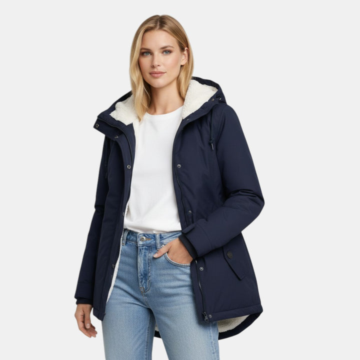 Women’s Hooded Insulated Jacket with Front Zip-Villaayr