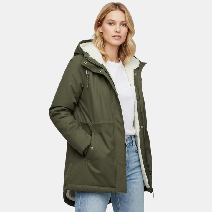 Women’s Hooded Insulated Jacket with Front Zip-Villaayr
