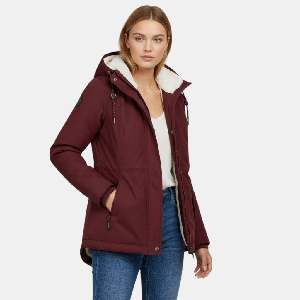 Women’s Hooded Insulated Jacket with Front Zip-Villaayr