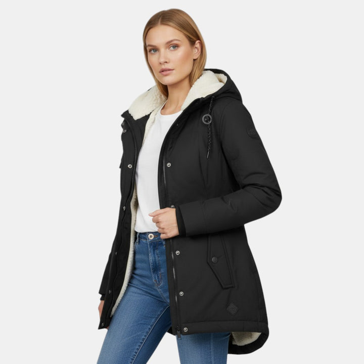 Women’s Hooded Insulated Jacket with Front Zip-Villaayr