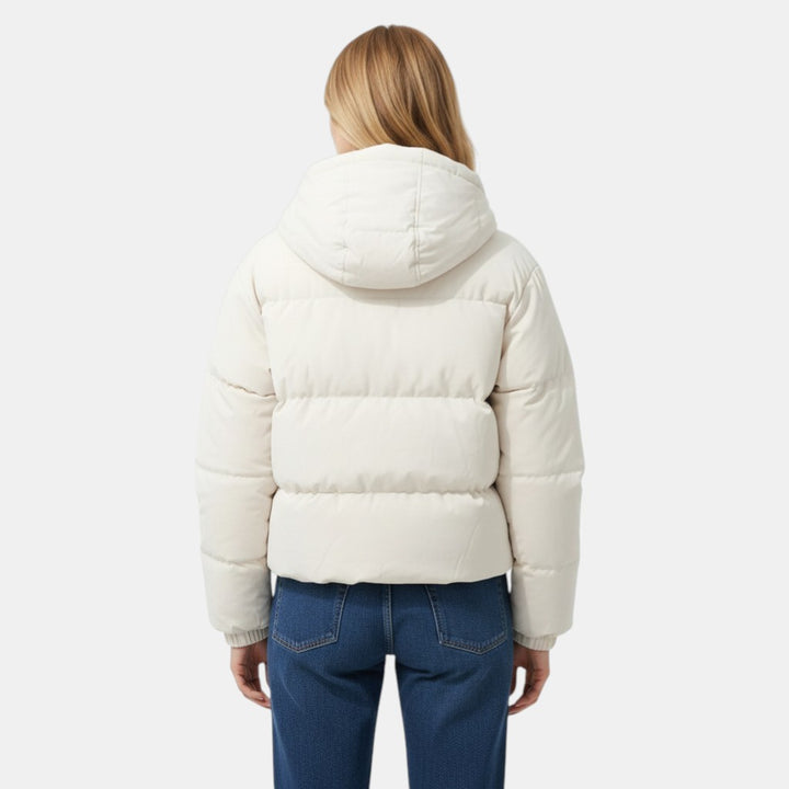 Women’s Hooded Puffer Jacket with Front Zip-Villaayr