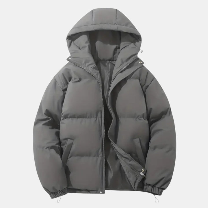 Women’s Hooded Puffer Jacket with Front Zip-Villaayr