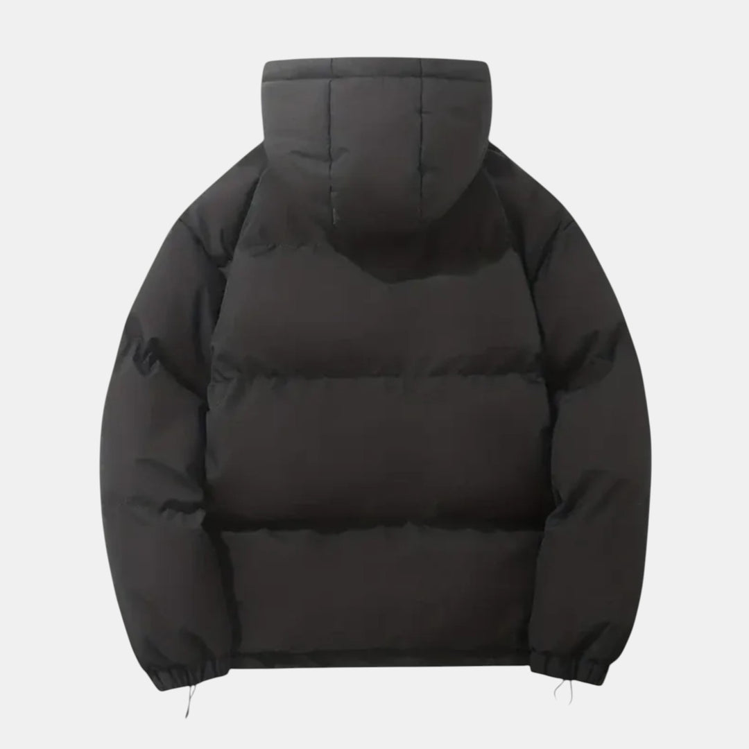 Women’s Hooded Puffer Jacket with Front Zip-Villaayr
