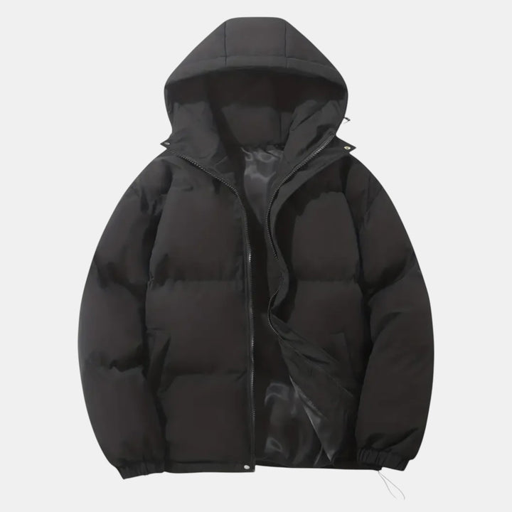 Women’s Hooded Puffer Jacket with Front Zip-Villaayr