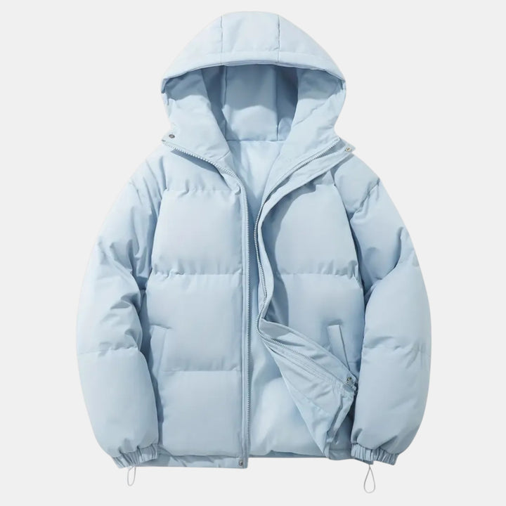 Women’s Hooded Puffer Jacket with Front Zip-Villaayr
