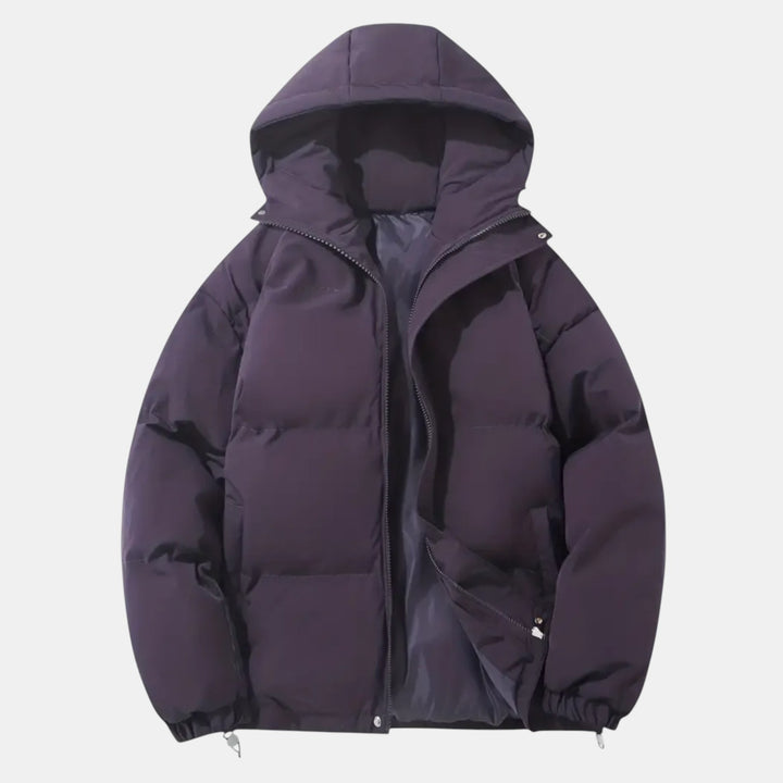 Women’s Hooded Puffer Jacket with Front Zip-Villaayr
